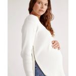 Quince Organic Cotton Fisherman Side Zip Maternity & Nursing Sweater Ivory Small Photo 2