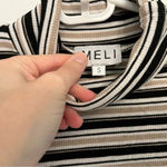 Striped ribbed turtleneck black tan white size small NWOT Photo 4