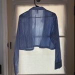 H&M Blue and White Striped Blazer Photo 3