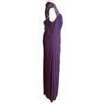 MSK Purple Illusion Keyhole Lace Faux Wrap Long Formal Gown Dress 14 Stretch NEW Photo 5