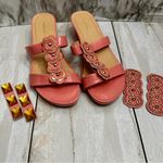 Comfortview  Coral Sandals Convertible Top Design Floral Art Deco Studded Summer Photo 1