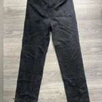 Good American Black Color Treated Split Raw Hem Straight Leg Denim Jeans Size 12 Photo 0