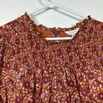 Lucky Brand  Orange Pink Short Sleeve Pleated Blouse Size Large EUC #6467 Photo 3