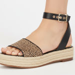 Vince Camuto  Kathalia Sandals
Espadrille Cow Hair Cheetah
Black Leather Size 8 Photo 0