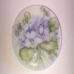 Donna L. Motto 1989 WV Hand Painted Floral Porcelain Brooch Purple Photo 2