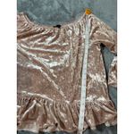 Anthropologie Sanctuary‎ Boho Women Pink Crushed Velvet Peplum Blouse Ruffle L Size L Photo 8