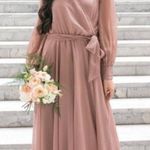 Ivy City Co Andie Maxi Dress In Dusty Rose Faux Wrap size medium Pink Photo 0