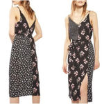 Topshop  Mixed Floral Print Strappy Side Slit Midi Dress Size 4 Photo 12
