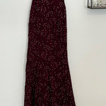 Alyce Paris  Deep Maroon Rhinestone Lace Mesh Cutouts Formal Long Dress Size 4 Photo 0