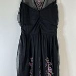 EXPRESS  Dress Black lacy with colorful embroidered flowers Sz 14 Fairycore Y2k Photo 2