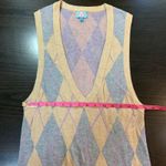 Plenty by Tracy Reese Argyle Sweater Vest Sleeveless Knit Top Dress Medium Retro Tan Photo 5