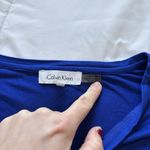 Calvin Klein Womens Small Medium Blue Black Tropical Cover Up Dress Tie Beach Photo 4