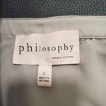 Philosophy Beige Sheer Button Down Dress Shirt Size Large With Leather Collar Photo 2