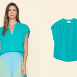 XiRENA Kane Cotton Gauze Short Sleeve Top in Baltic Blue Size M $195 Size M Photo 8