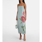 Farm Rio NWT  Blue Anthurium Sequin Slip Maxi Dress Aqua Multi Size L Photo 7