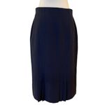 Dior VINTAGE CHRISTIAN Pencil Skirt Navy Wool Pleats Back Lined Zipper USA 10 Photo 1