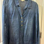 Cloth & Stone Anthropologie Denim Chambray V Neck Popover Shirt Blouse Size M Photo 0