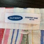 Old Navy  Everyday‎ Linen Blend Shorts Womens 16 Striped Mid-Rise Casual Colorful Photo 2