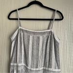 SUSINA Linen Blend Jumpsuit Women's Size Large Gray White Striped Black Photo 6