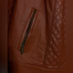 Bradley Bayou 100% Leather Jacket Womens Burnt Orange Quilted Full Zip Pockets Size 1X Photo 3