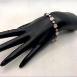 STERLING SILVER & GENUINE DIAMOND SQUARES & CIRCLES JWBR TENNIS BRACELET Photo 6