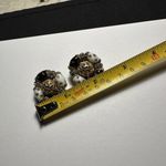 Vintage Laguna Black White Glass & Rhinestone Beaded Gold Tone Clip On Earrings Photo 1