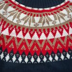Tommy Hilfiger  Fair Isle Crew Neck Sweater Red Navy Blue Gold Pullover Size M Photo 4