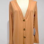 J for Justify Women's Camel Ribbed Long Sleeve Button Up Maxi Cardigan Size XL Photo 6