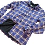 LL Bean Fleece Lined Flannel Purple Plaid Shirt‎ Jacket Shacket MEDIUM Photo 0