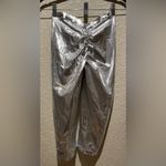 SKIMS NWT  Metallic Swim V Waist Pant Rouched Silver Nickle XXS Photo 3