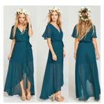 Show Me Your Mumu  Sophia Wrap Dress in Deep Jade Chiffon Size XS Photo 2