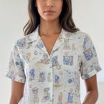 UNBRANDED Vintage 70s Blue S/S Wide Collar Holly Hobby Like Rockabilly Shirt M Size M Photo 0