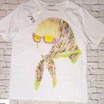 ZARA  Woman In Scarf & Glasses Print T-Shirt White Size S NEW Photo 1
