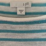 J.Jill Striped Linen Cotton Blend Sweater Aqua Turquoise & White Stripe Size XL Photo 7
