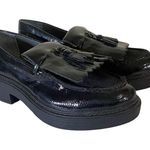 Franco Sarto Womens Kili Purple Patent Loafers Shoes 7 Medium Black Platform Photo 3