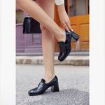 Coutgo Penny Loafers Chunky Block Heels Square Toe Shoes Black 11 NWT Photo 2