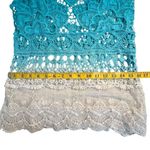 Womens Boho Open Knit Crochet Tank Top Sz L Lace Beach Resort Festival Coachella Blue Size L Photo 6