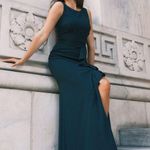 Betsy and Adam BETSY ADAM SCUBA CREPE RUFFLED BOW GREEN GOWN Evening, formal, wedding guest Photo 5