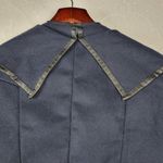 Jeykay Womens Cardigan Jacket Navy Blue Leather Trim Asymmetric Drape Open Front Size undefined Photo 9