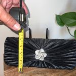 Gunne Sax Black Ruched Clutch Rhinestone Flower Evening Bag Formal Purse Photo 1