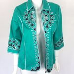 Bob Mackie  Wearable Art Embroidered Cutout Jacket Blazer 3D Floral Design Small‎ Photo 3