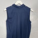 ATM Anthony Thomas Melillo Women XS Navy Blue Romper Shorts Sleeveless Collared Photo 7