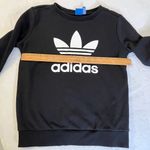 Adidas  Womens Sweatshirt Size XS Crewneck Black White Adicolor Trefoil Oversized Photo 5