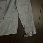 Adrianna Papell Woman 100% Silk Elegant Gray Ruffle Button Up Jacket Top Size 16 Photo 2