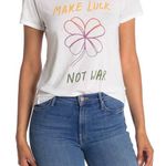 Lucky Brand NWT White Make Luck Not War T-Shirt Size Large Photo 0