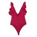 Leith  Bodysuit Small Pink One Piece Ruffle Feminine Sexy Date Night Photo 3