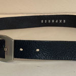 EXPRESS  Women’s Black Genuine Leather Belt with Silver Buckle Size L‎ Photo 0