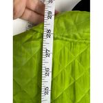 Coldwater Creek Quilted Silk Vest Lime Green Turquoise VTG XL Collared Button Photo 5