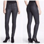 Eileen Fisher  Black Waxed Faux Leather Organic Cotton Blend Pants size 8 Photo 1