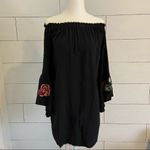 Francesca's Francesca’s Blue Rain Off The Shoulder Embroidered Bell Sleeve Blouse. Size S Photo 2